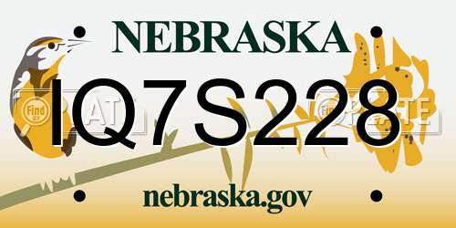 IQ7S228 Nebraska License Plate