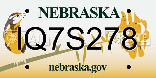 IQ7S278 Nebraska License Plate