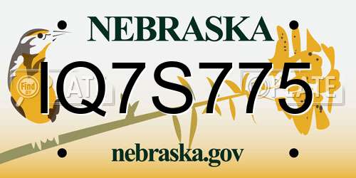 IQ7S775 Nebraska License Plate
