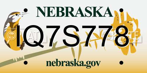 IQ7S778 Nebraska License Plate