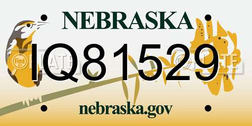 IQ81529 Nebraska License Plate