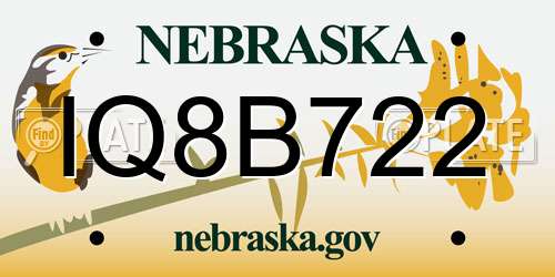 IQ8B722 Nebraska License Plate