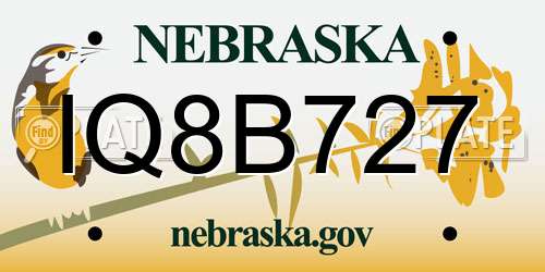IQ8B727 Nebraska License Plate