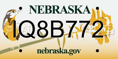 IQ8B772 Nebraska License Plate