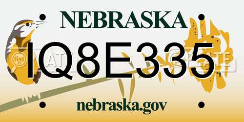 IQ8E335 Nebraska License Plate