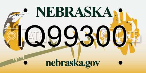IQ99300 Nebraska License Plate
