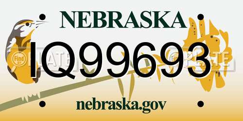 IQ99693 Nebraska License Plate