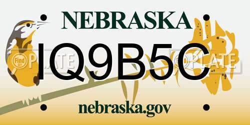 IQ9B5C Nebraska License Plate