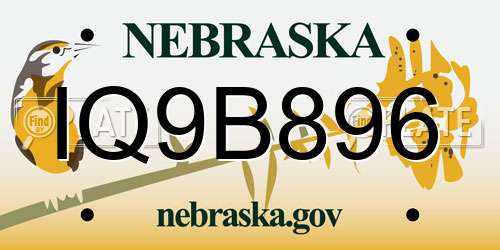 IQ9B896 Nebraska License Plate