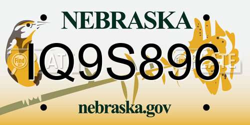 IQ9S896 Nebraska License Plate