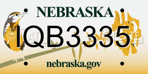IQB3335 Nebraska License Plate