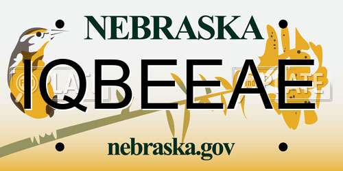 IQBEEAE Nebraska License Plate