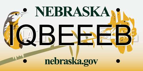 IQBEEEB Nebraska License Plate