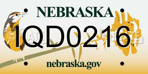 IQD0216 Nebraska License Plate