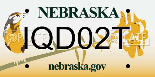 IQD02T Nebraska License Plate