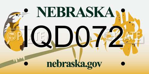 IQD072 Nebraska License Plate