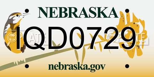 IQD0729 Nebraska License Plate
