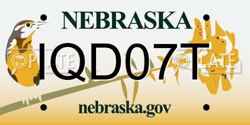 IQD07T Nebraska License Plate
