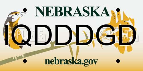 IQDDDGD Nebraska License Plate