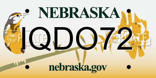 IQDO72 Nebraska License Plate