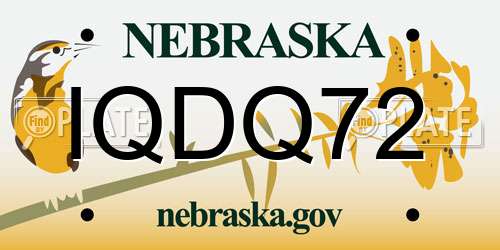 IQDQ72 Nebraska License Plate