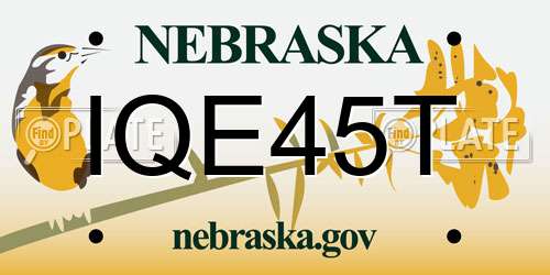 IQE45T Nebraska License Plate