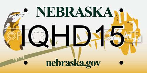 IQHD15 Nebraska License Plate