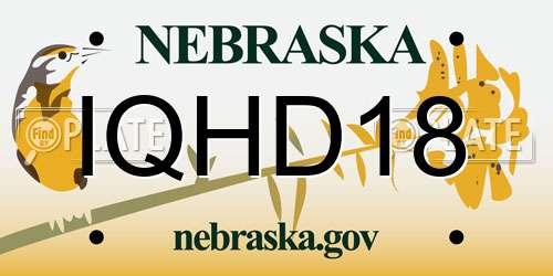 IQHD18 Nebraska License Plate