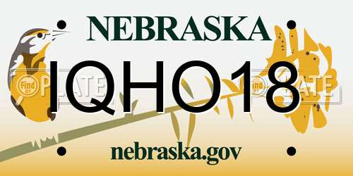 IQHO18 Nebraska License Plate