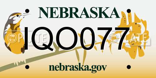 IQO077 Nebraska License Plate