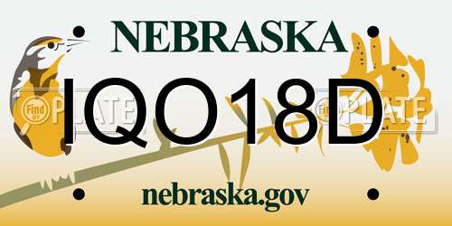 IQO18D Nebraska License Plate