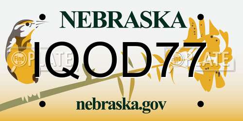 IQOD77 Nebraska License Plate