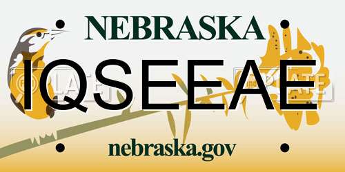 IQSEEAE Nebraska License Plate