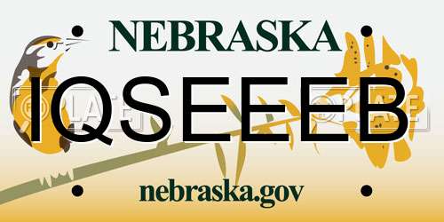IQSEEEB Nebraska License Plate