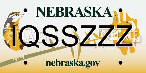IQSSZZZ Nebraska License Plate