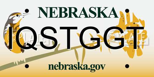 IQSTGGT Nebraska License Plate