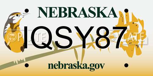 IQSY87 Nebraska License Plate