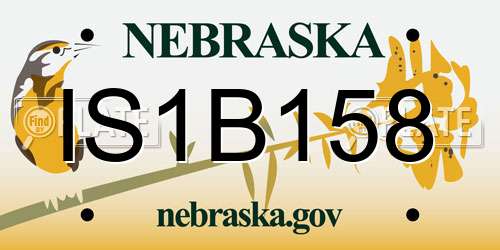 IS1B158 Nebraska License Plate
