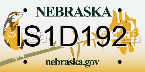 IS1D192 Nebraska License Plate