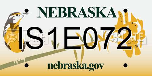 IS1E072 Nebraska License Plate