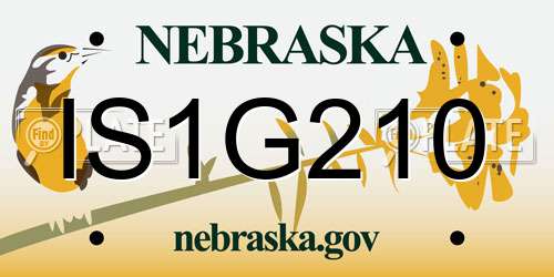 IS1G210 Nebraska License Plate
