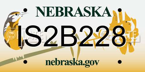 IS2B228 Nebraska License Plate