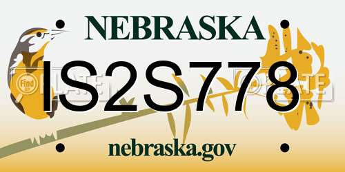 IS2S778 Nebraska License Plate