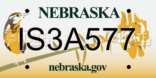 IS3A577 Nebraska License Plate