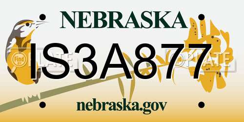 IS3A877 Nebraska License Plate