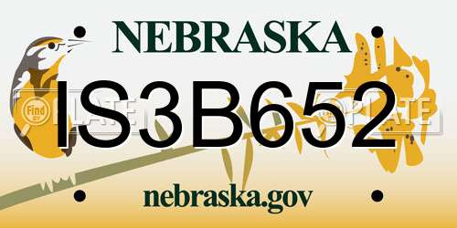 IS3B652 Nebraska License Plate