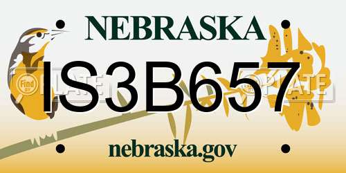 IS3B657 Nebraska License Plate