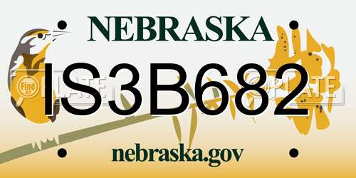 IS3B682 Nebraska License Plate