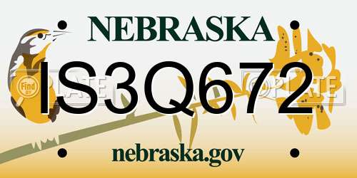 IS3Q672 Nebraska License Plate