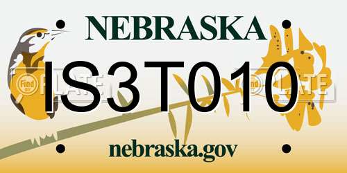 IS3T010 Nebraska License Plate